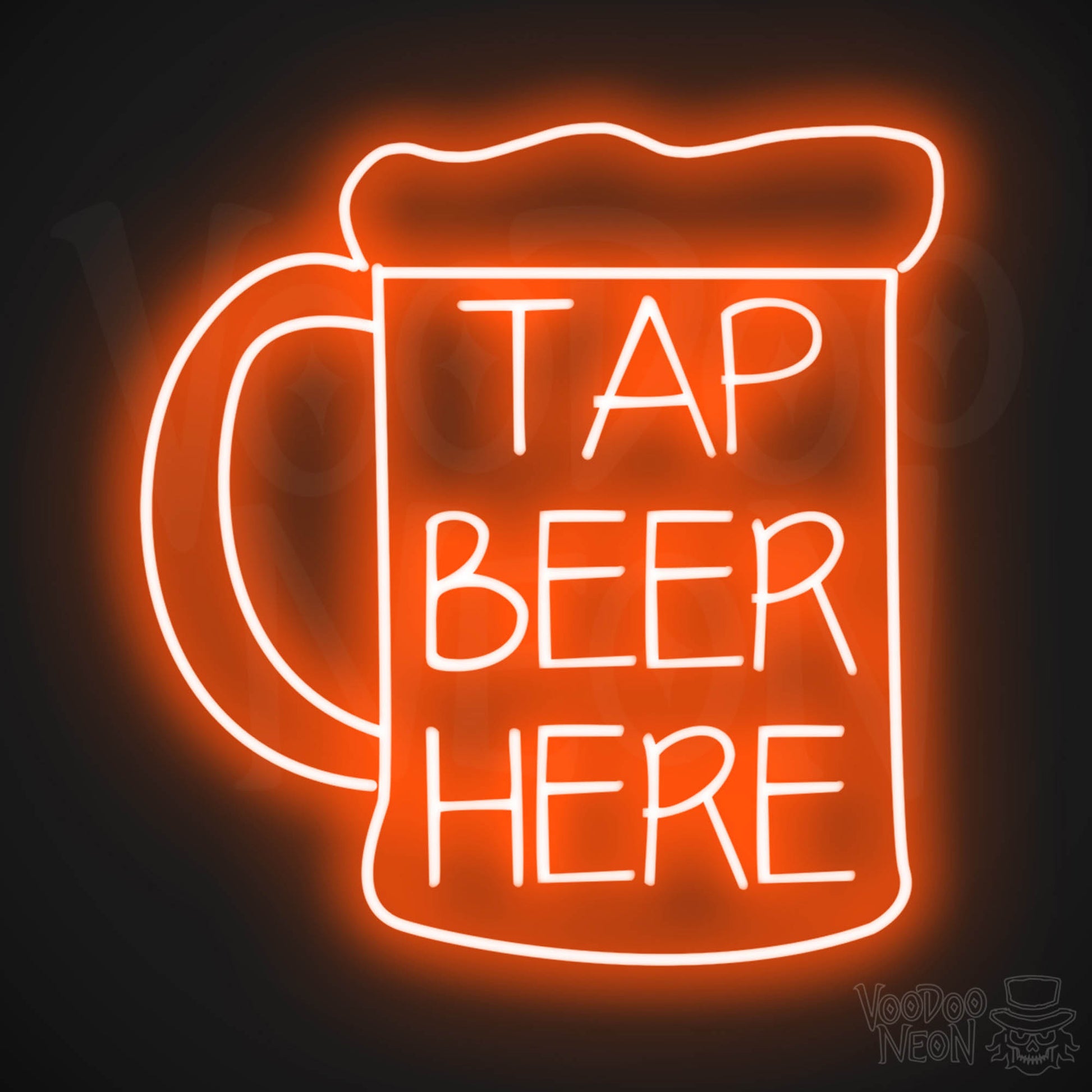 Tap Beer Here LED Neon - Orange