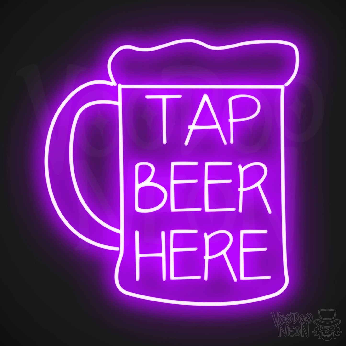 Tap Beer Here LED Neon - Purple