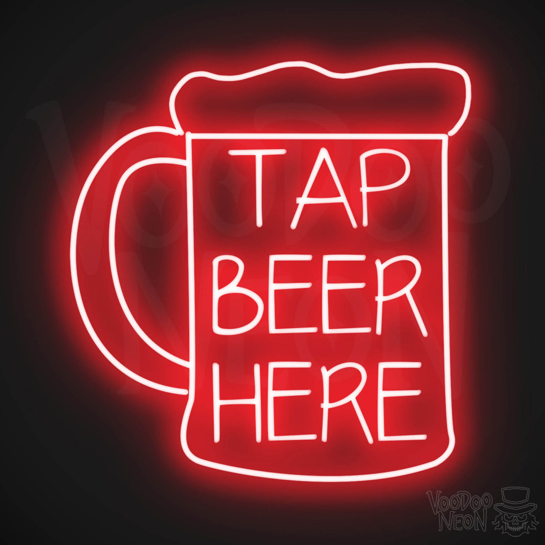 Tap Beer Here Neon Sign Glowing Neon Beer Signs VOODOO NEON®