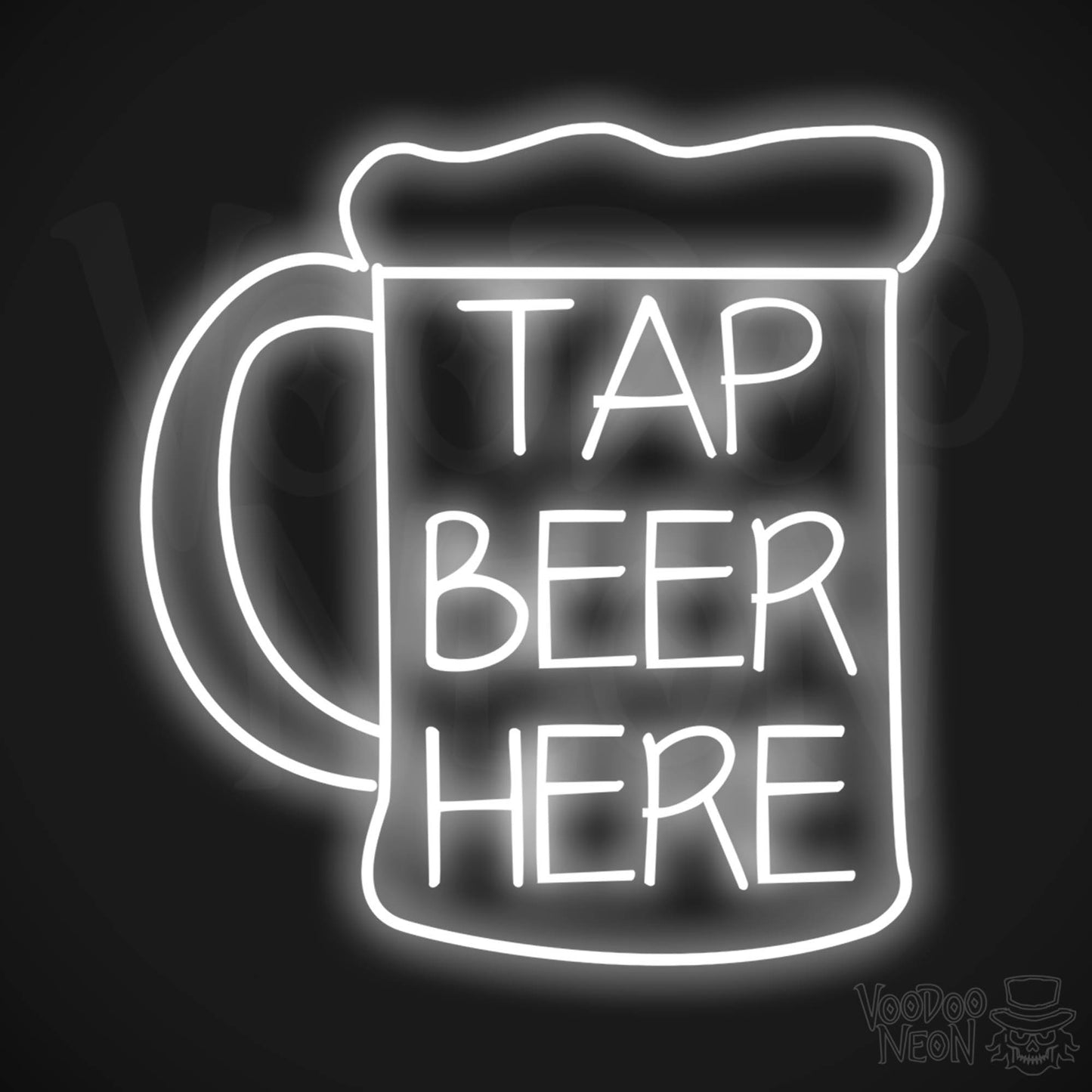Tap Beer Here LED Neon - White