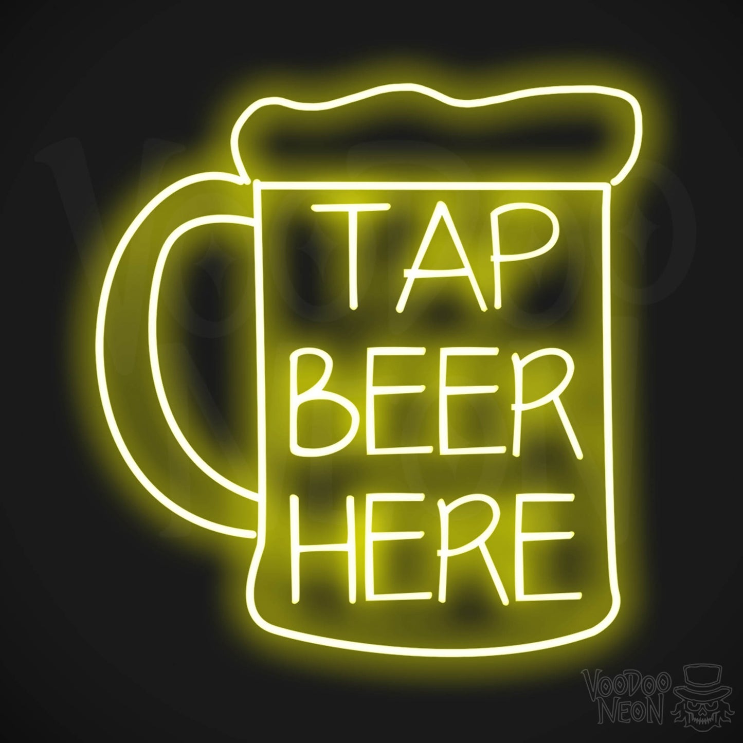 Tap Beer Here LED Neon - Yellow