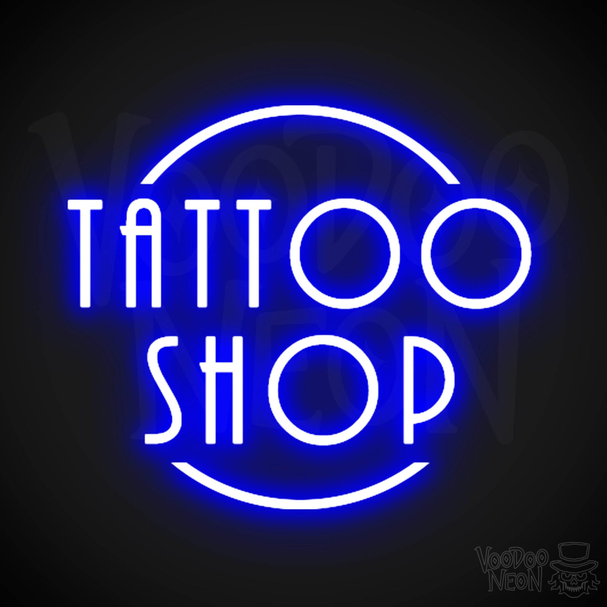 Tattoo Shop Neon Sign - Neon Tattoo Shop Sign - Tattoo Sign - Color Dark Blue