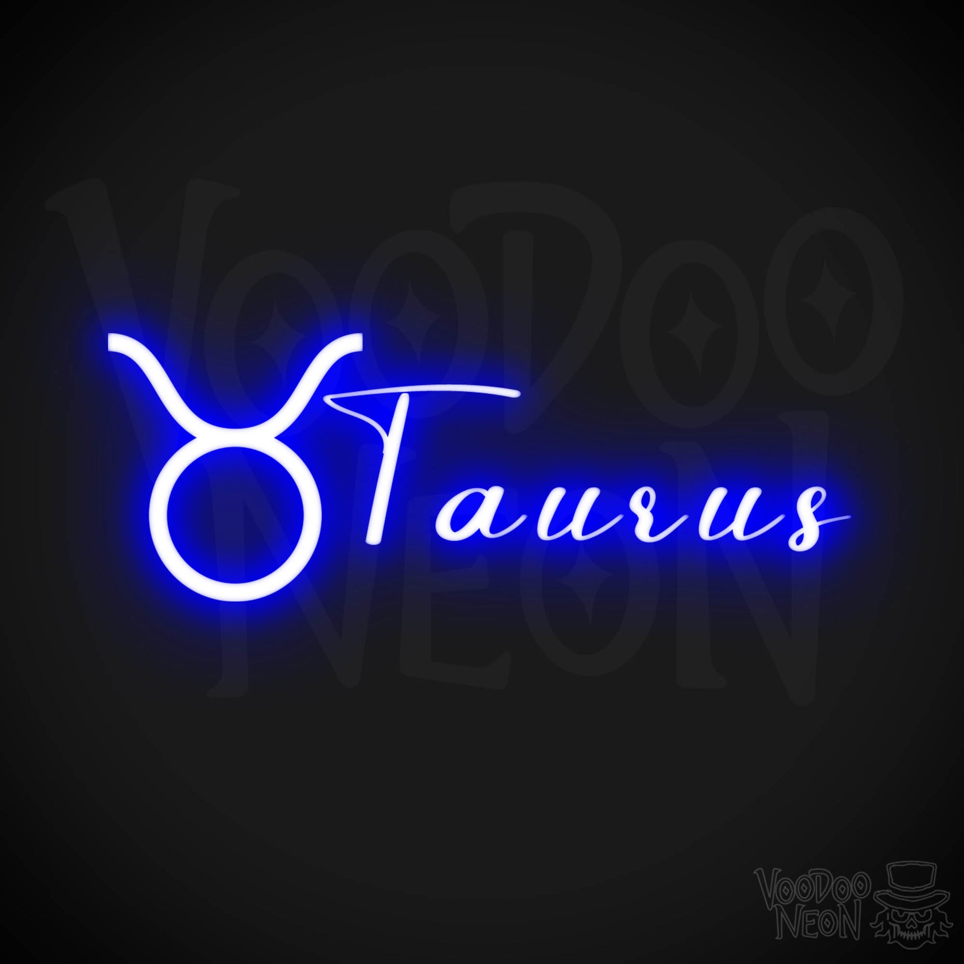 Taurus Neon Sign - Neon Taurus Sign - Taurus Symbol - Neon Wall Art - Color Dark Blue