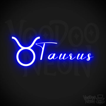 Taurus Neon Sign - Neon Taurus Sign - Taurus Symbol - Neon Wall Art - Color Dark Blue