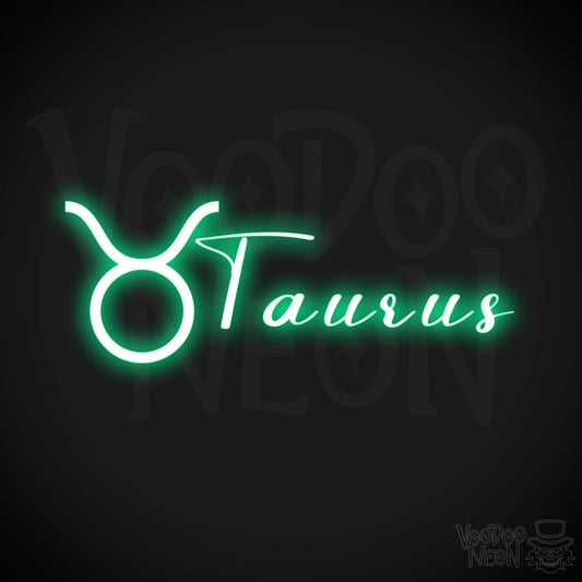 Taurus Neon Sign - Neon Taurus Sign - Taurus Symbol - Neon Wall Art - Color Green