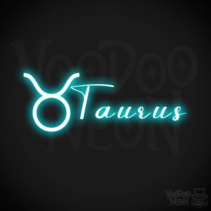 Taurus Neon Sign - Neon Taurus Sign - Taurus Symbol - Neon Wall Art - Color Ice Blue
