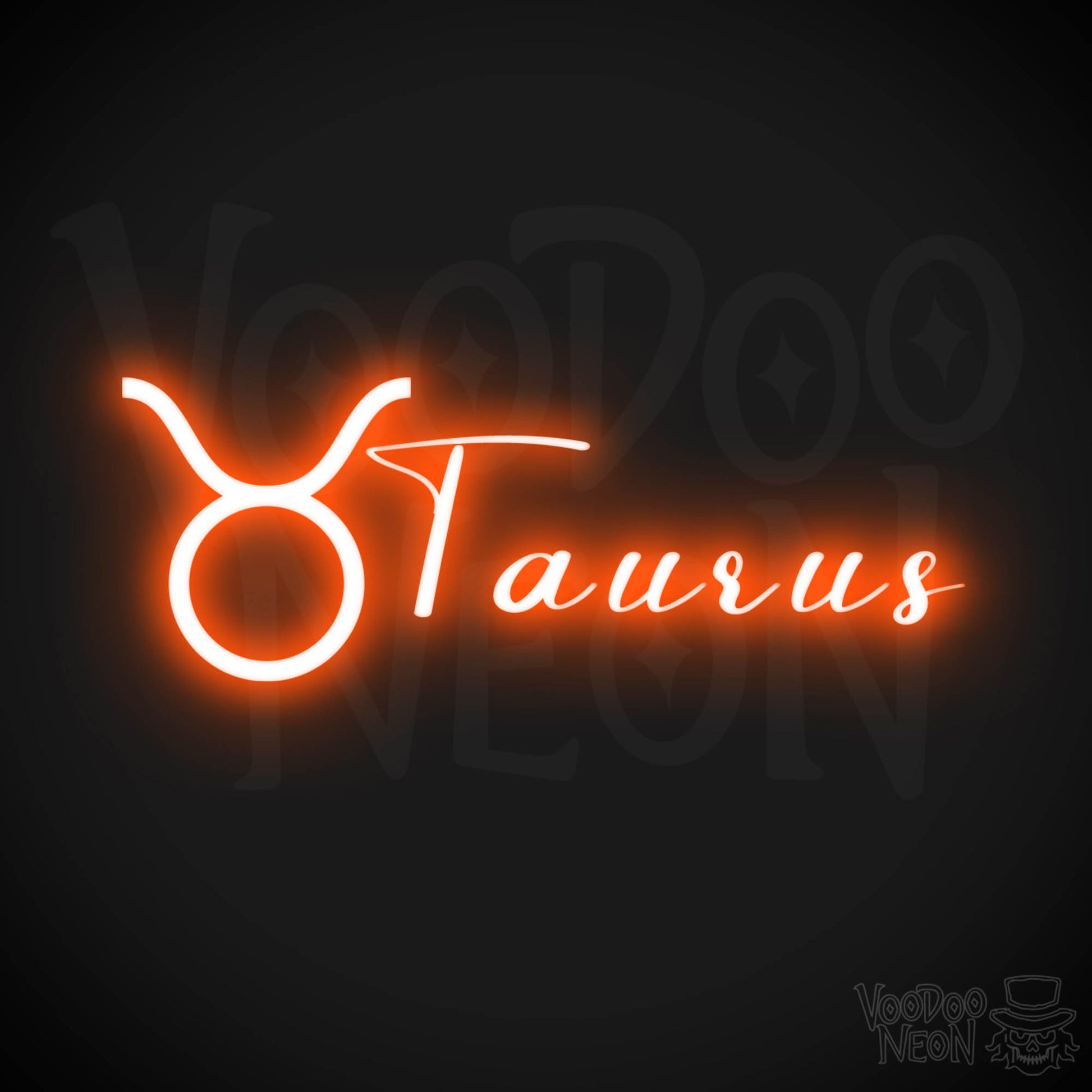 Taurus Neon Sign - Neon Taurus Sign - Taurus Symbol - Neon Wall Art - Color Orange