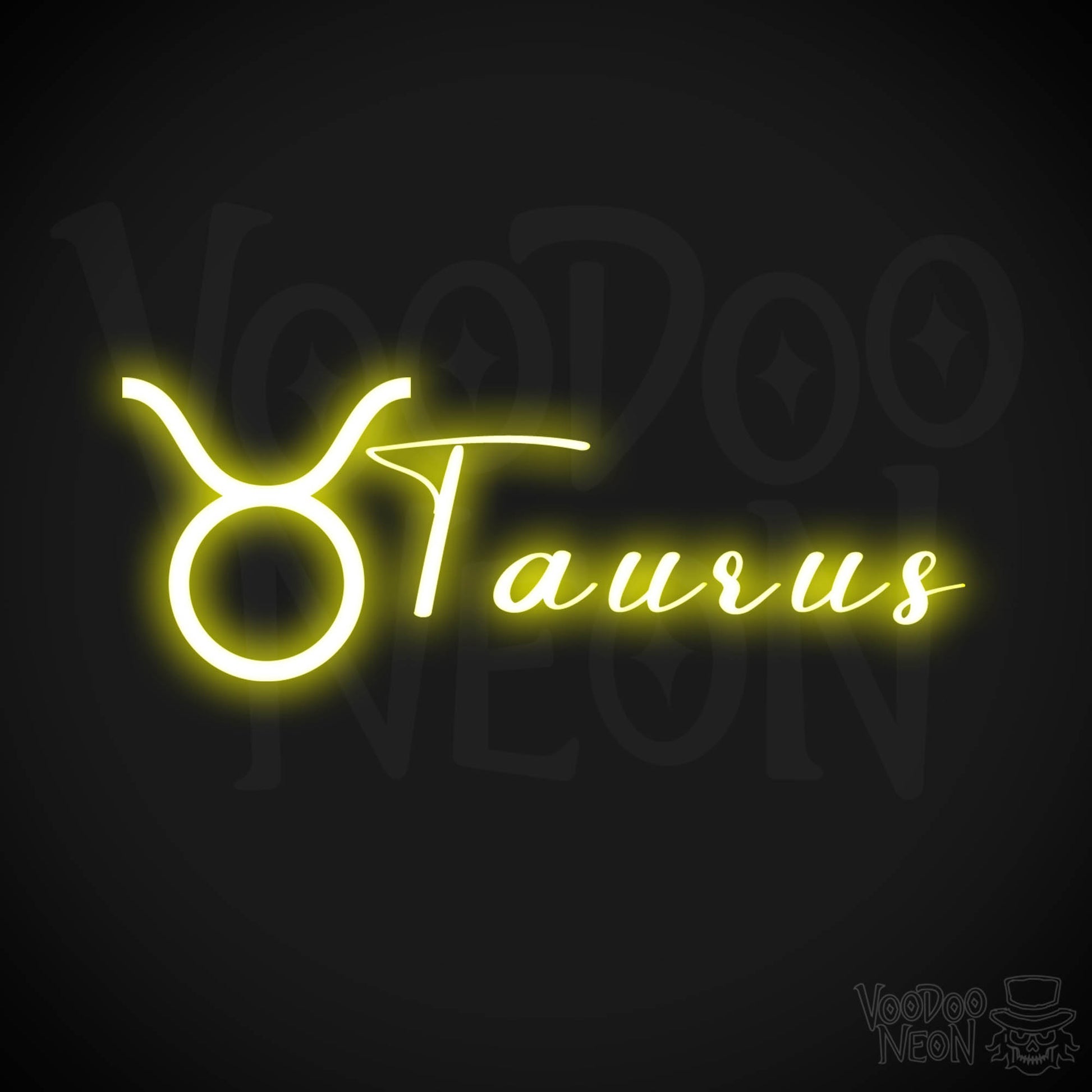 Taurus Neon Sign - Neon Taurus Sign - Taurus Symbol - Neon Wall Art - Color Yellow