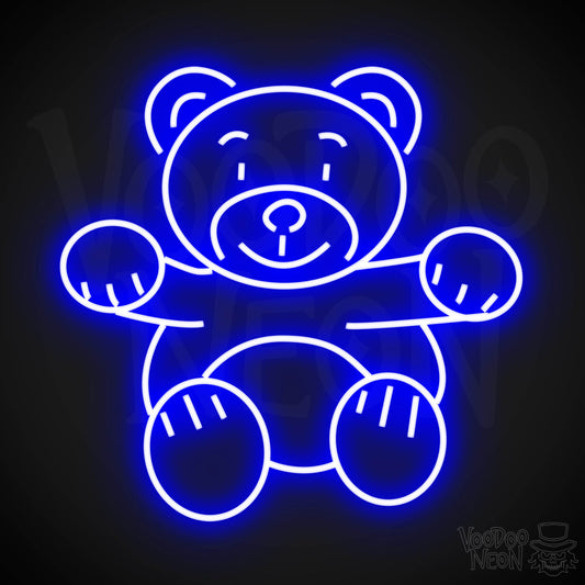 Neon Teddy Bear Sign - Teddy Bear Neon Sign - Wall Art - Teddy Bear Light Sign - Color Dark Blue