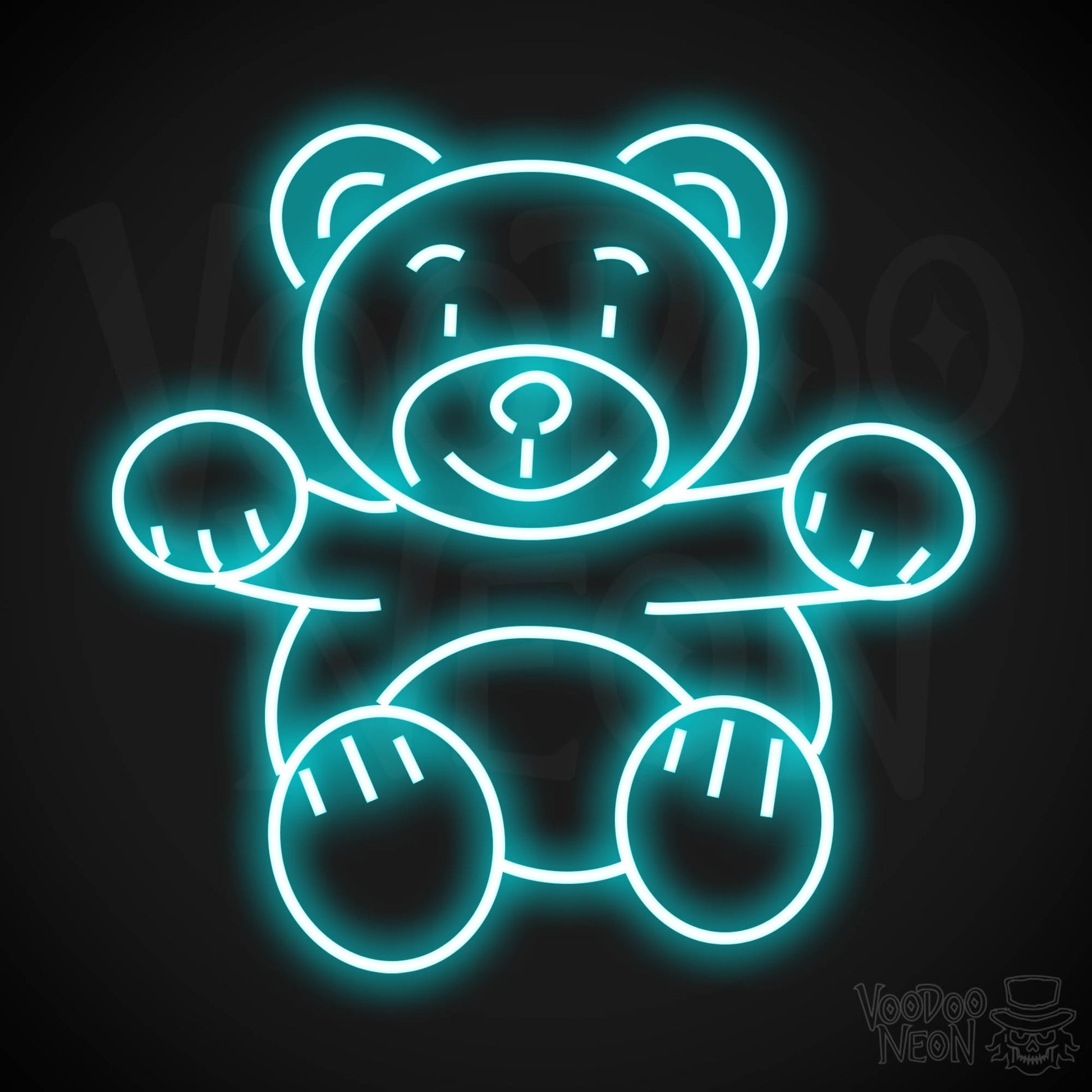 Neon Teddy Bear Sign - Teddy Bear Neon Sign - Wall Art - Teddy Bear Light Sign - Color Ice Blue