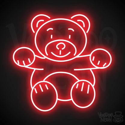 Neon Teddy Bear Sign - Teddy Bear Neon Sign - Wall Art - Teddy Bear Light Sign - Color Red