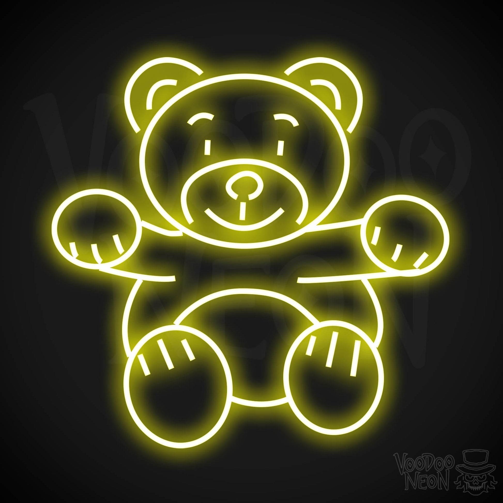 Neon Teddy Bear Sign - Teddy Bear Neon Sign - Wall Art - Teddy Bear Light Sign - Color Yellow