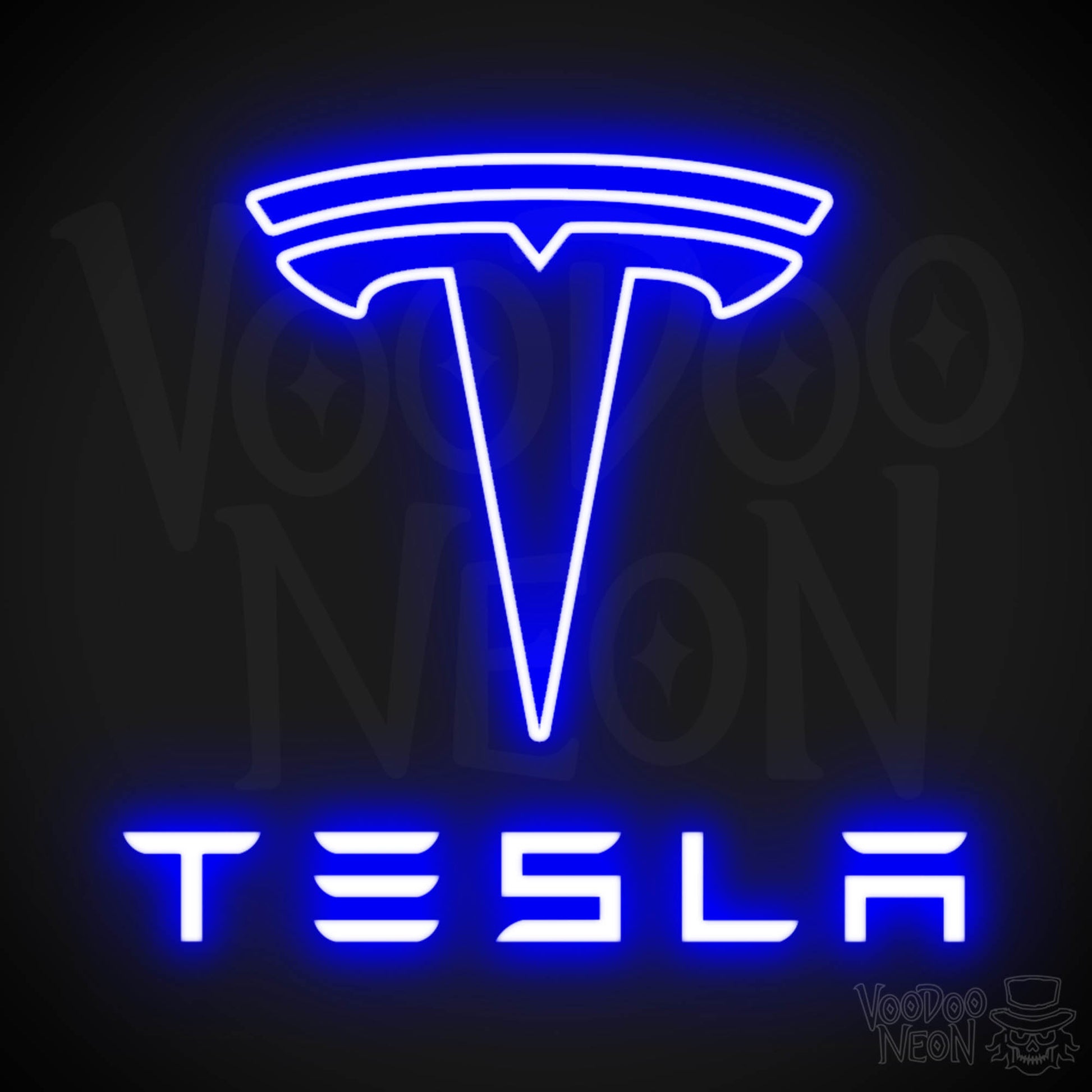 Tesla Neon Sign - Tesla Sign - Tesla Decor - Wall Art - Color Dark Blue