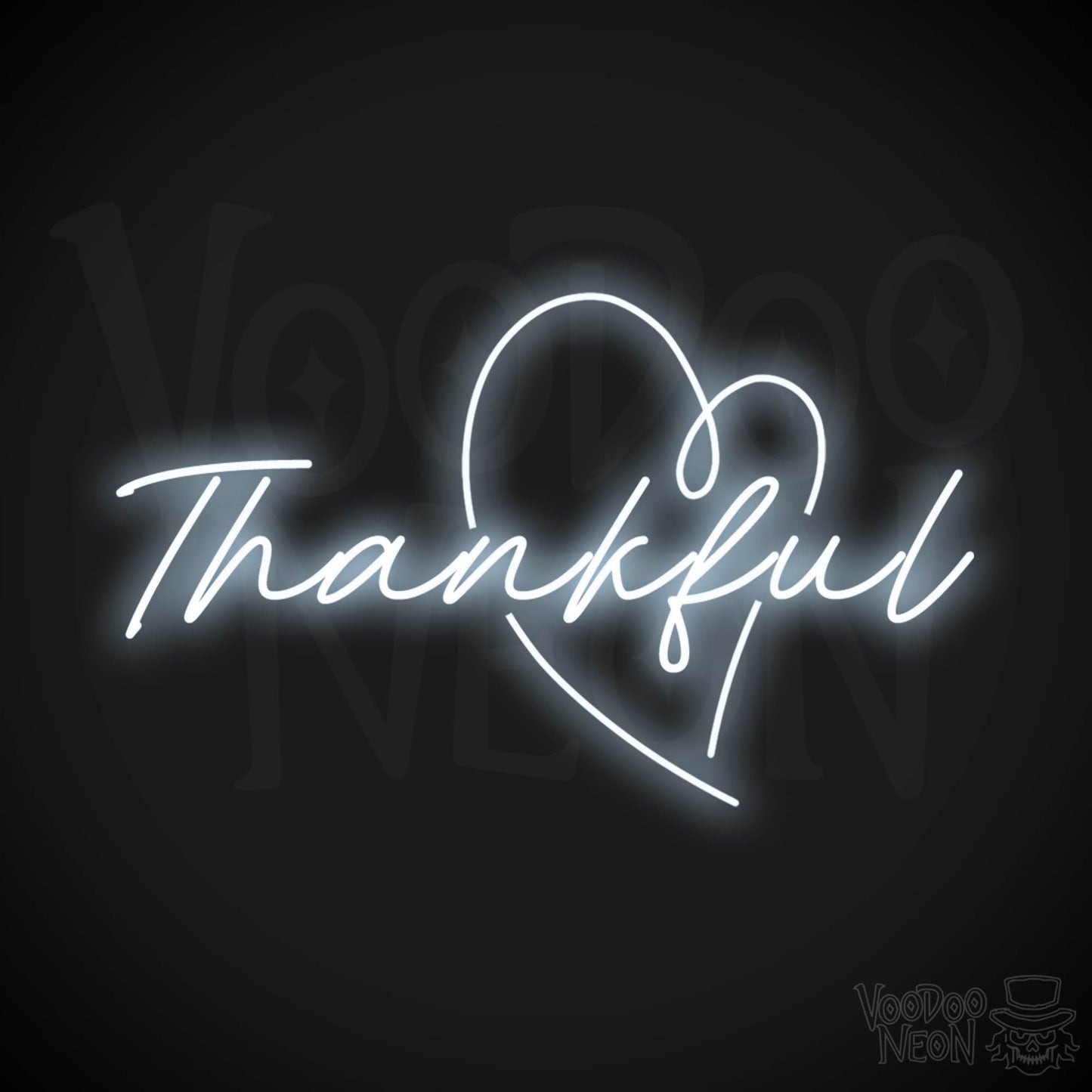 Thankful Neon Sign - Neon Thankful Sign - LED Wall Art - Color Cool White