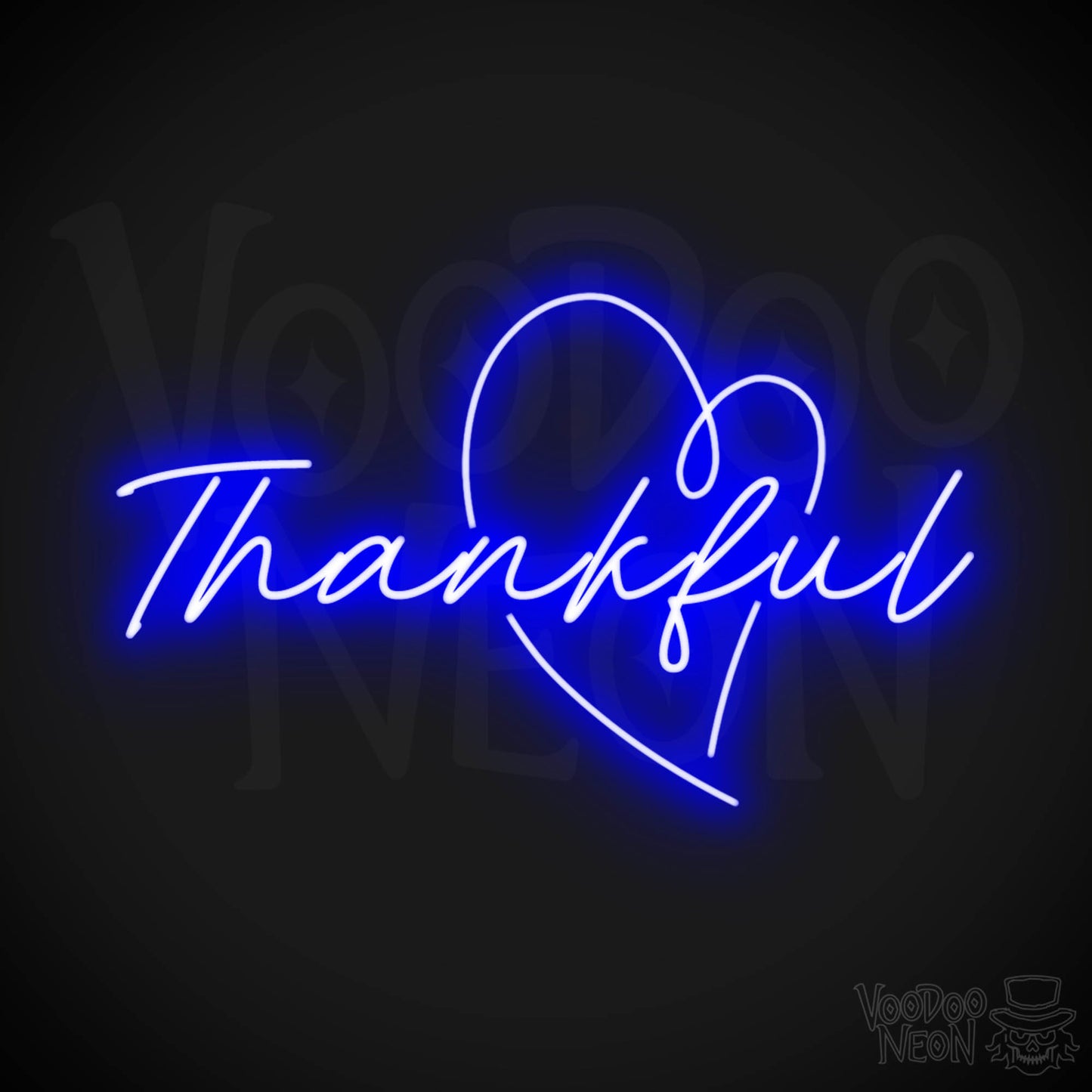 Thankful Neon Sign - Neon Thankful Sign - LED Wall Art - Color Dark Blue