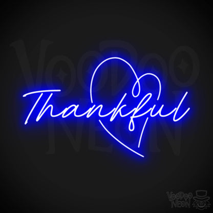 Thankful Neon Sign - Neon Thankful Sign - LED Wall Art - Color Dark Blue