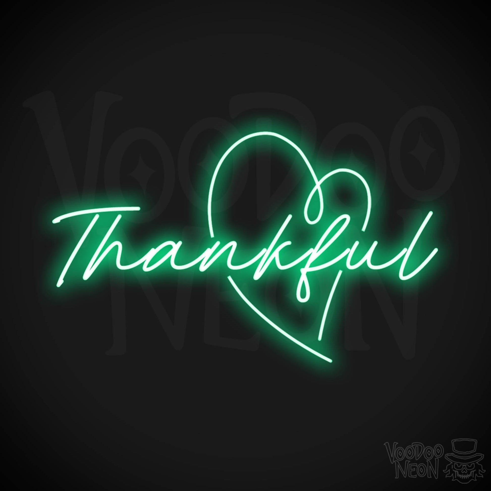 Thankful Neon Sign - Neon Thankful Sign - LED Wall Art - Color Green