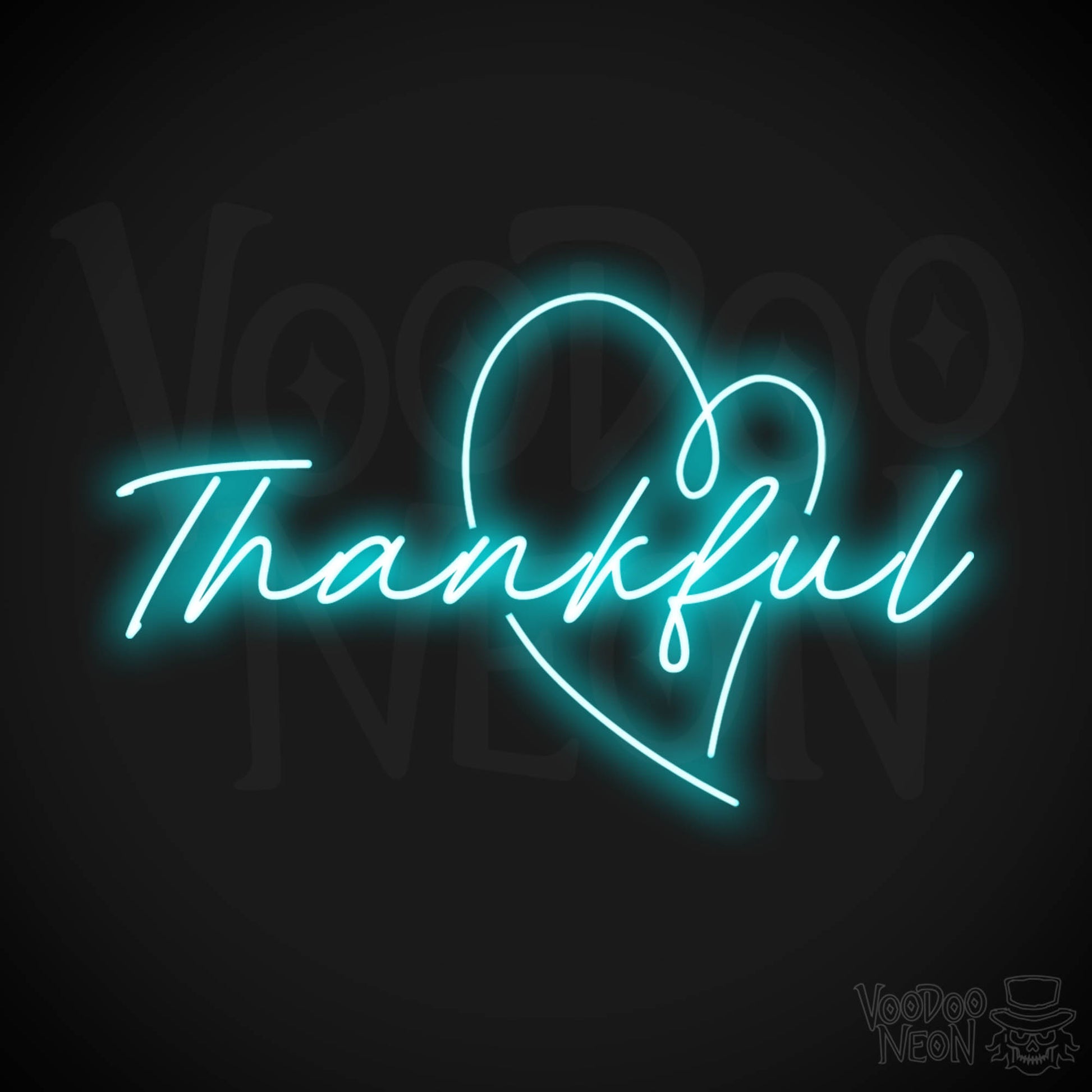 Thankful Neon Sign - Neon Thankful Sign - LED Wall Art - Color Ice Blue