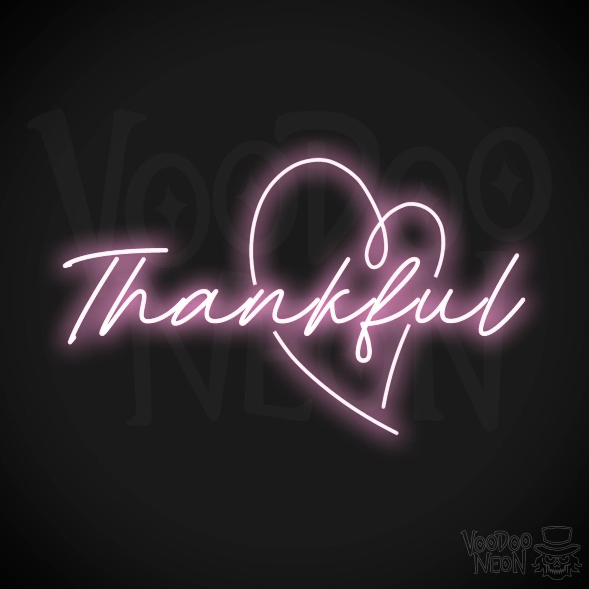 Thankful Neon Sign - Neon Thankful Sign - LED Wall Art - Color Light Pink