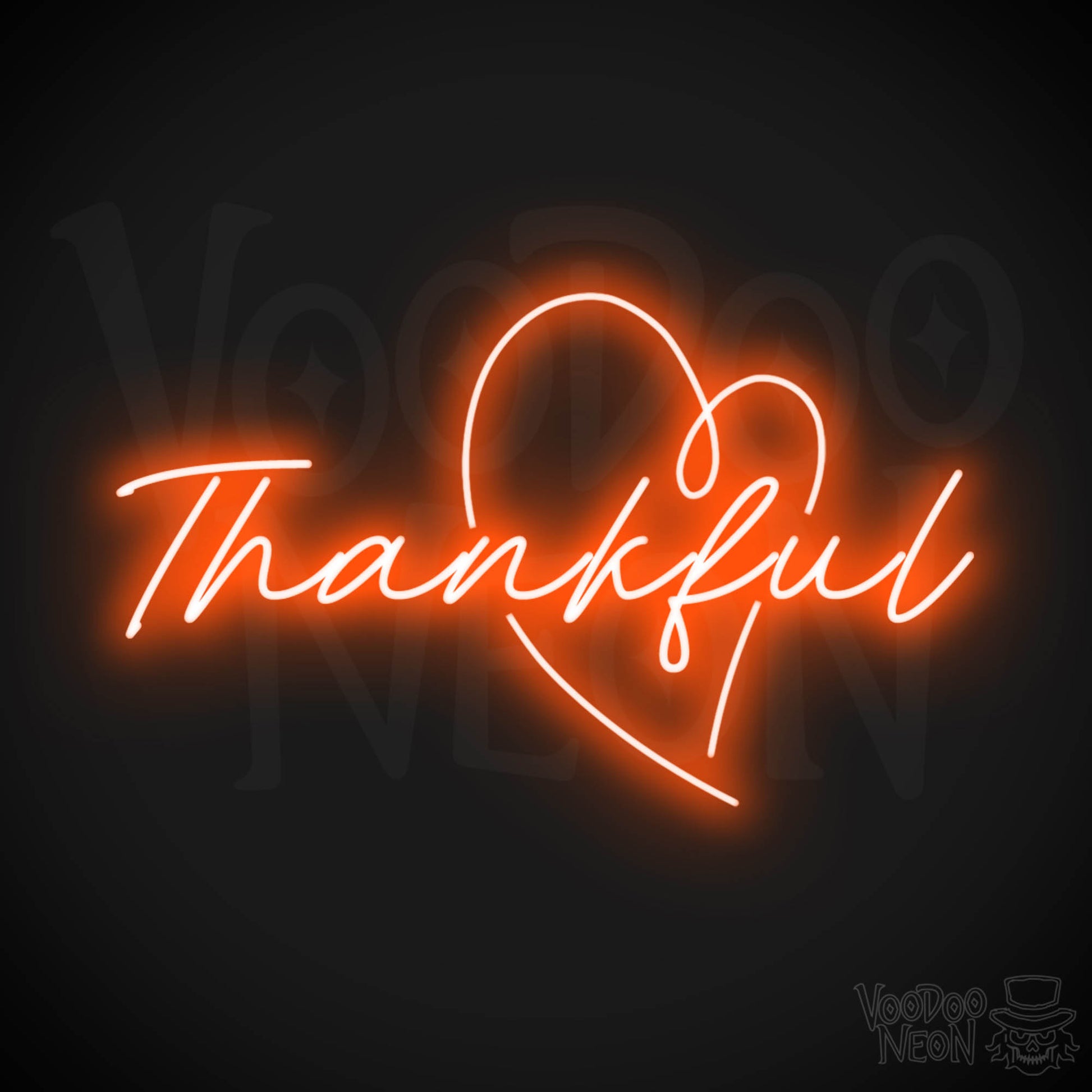 Thankful Neon Sign - Neon Thankful Sign - LED Wall Art - Color Orange