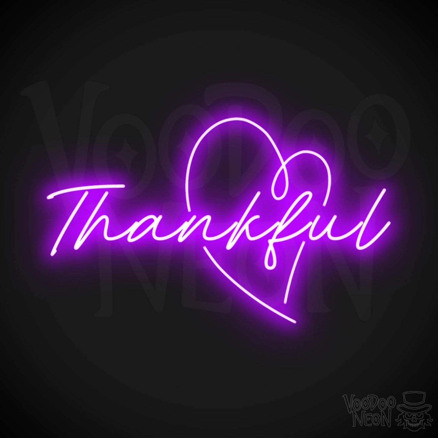 Thankful Neon Sign - Neon Thankful Sign - LED Wall Art - Color Purple