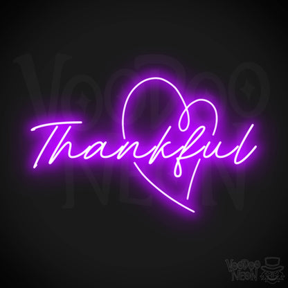 Thankful Neon Sign - Neon Thankful Sign - LED Wall Art - Color Purple