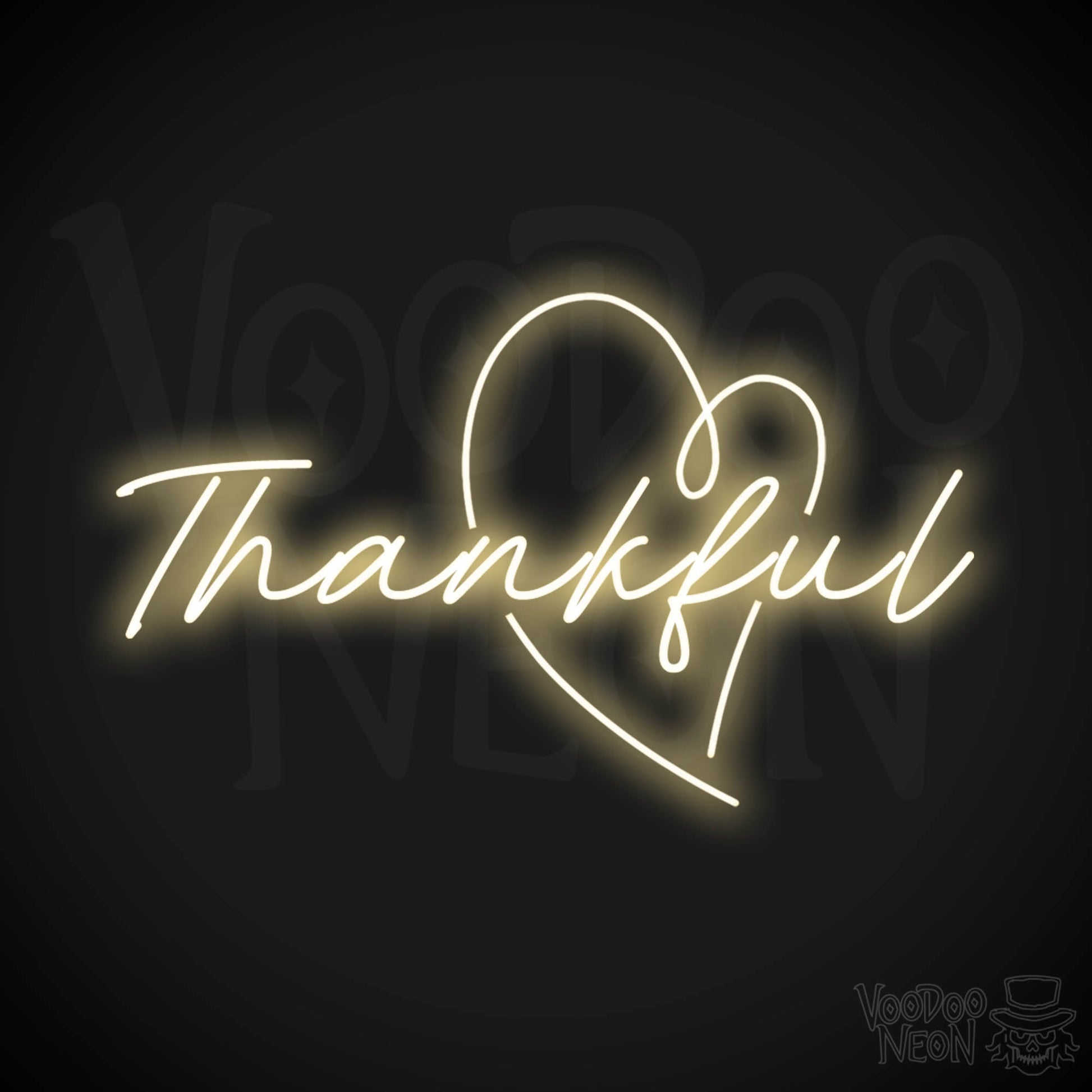 Thankful Neon Sign - Neon Thankful Sign - LED Wall Art - Color Warm White