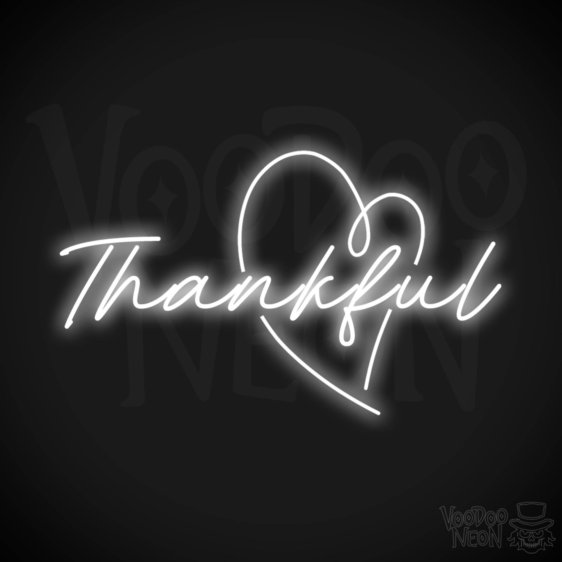 Thankful Neon Sign - Neon Thankful Sign - LED Wall Art - Color White