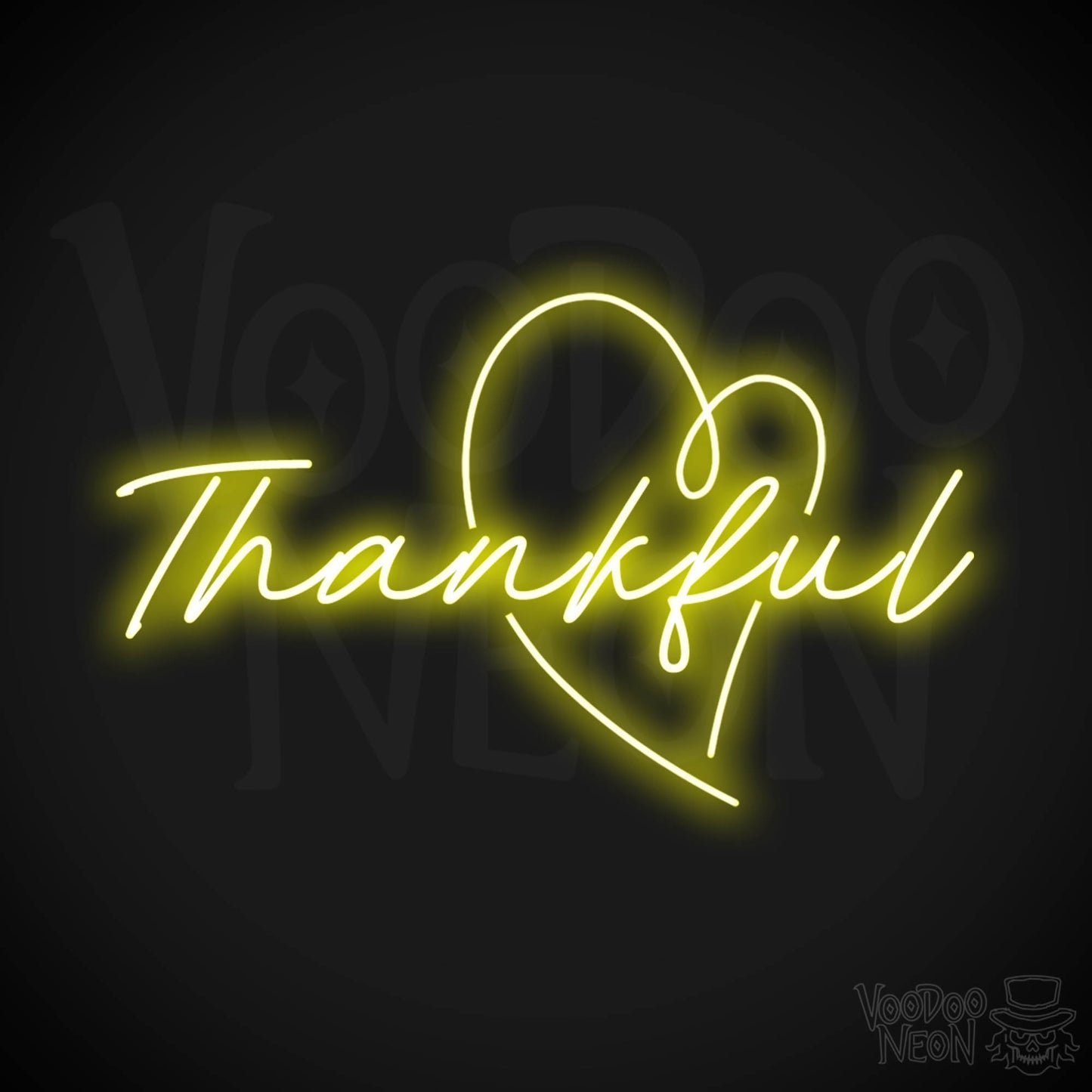 Thankful Neon Sign - Neon Thankful Sign - LED Wall Art - Color Yellow