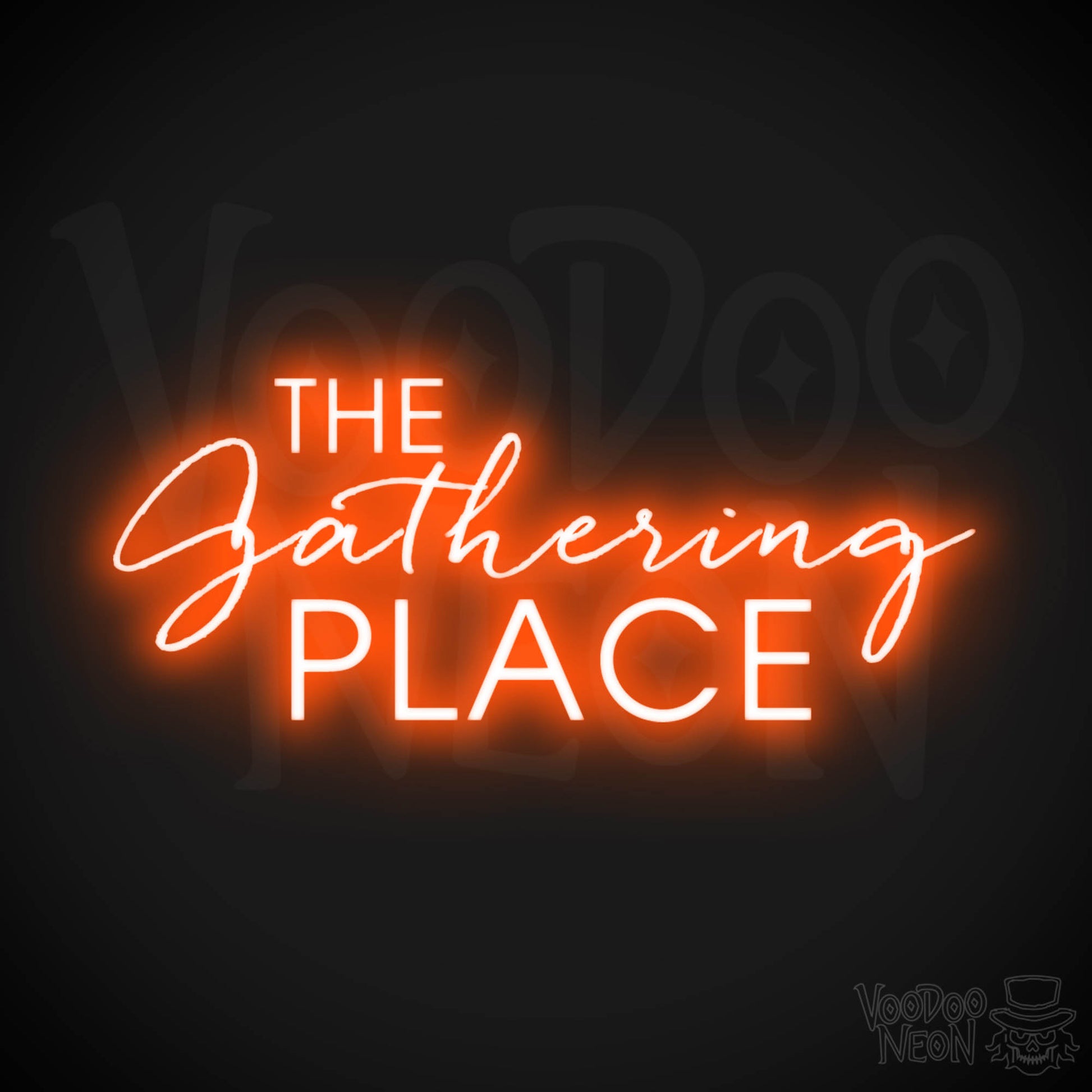 The Gathering Place Neon Sign - Neon The Gathering Place Sign - Wall Art - Color Orange