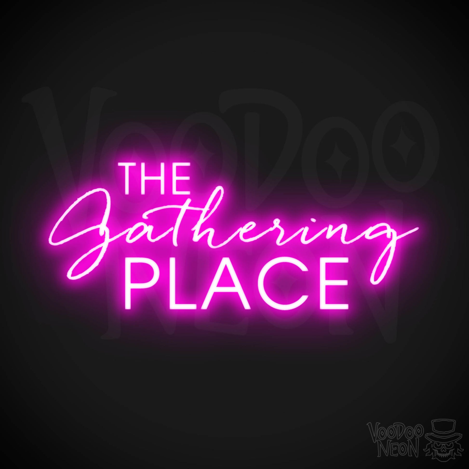 The Gathering Place Neon Sign - Neon The Gathering Place Sign - Wall Art - Color Pink