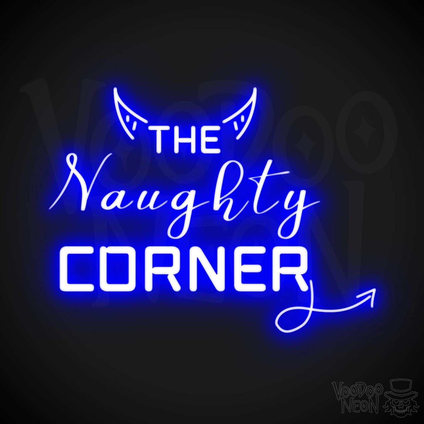 The Naughty Corner Neon Sign - Neon Naughty Corner Sign - LED Artwork - Color Dark Blue