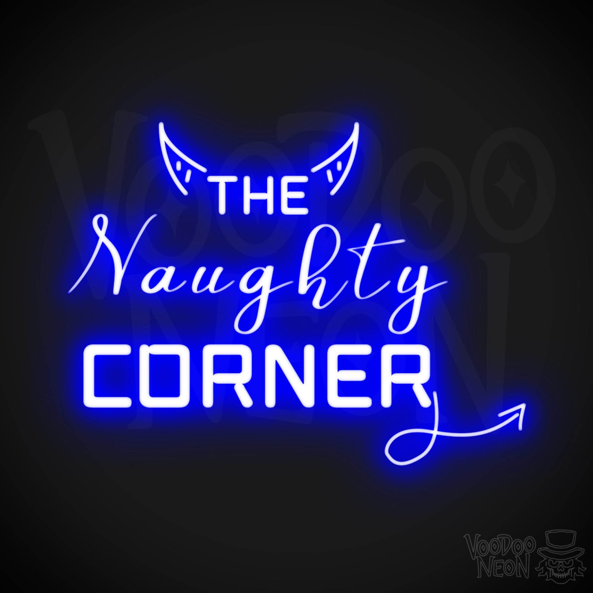 The Naughty Corner Neon Sign - Neon Naughty Corner Sign - LED Artwork - Color Dark Blue