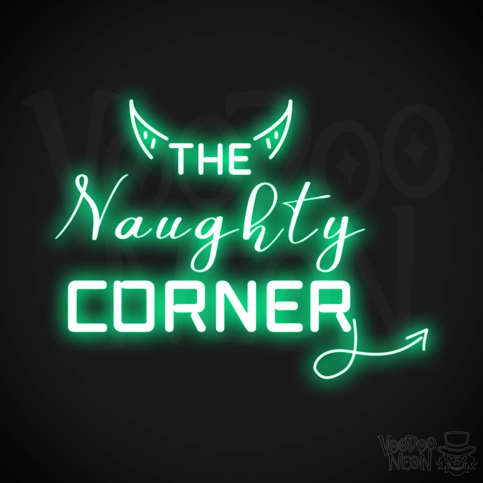 The Naughty Corner Neon Sign - Neon Naughty Corner Sign - LED Artwork - Color Green