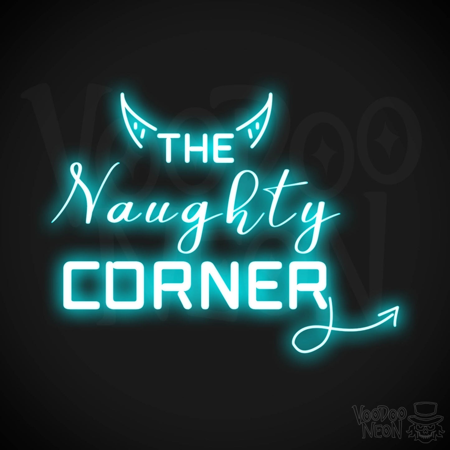The Naughty Corner Neon Sign - Neon Naughty Corner Sign - LED Artwork - Color Ice Blue