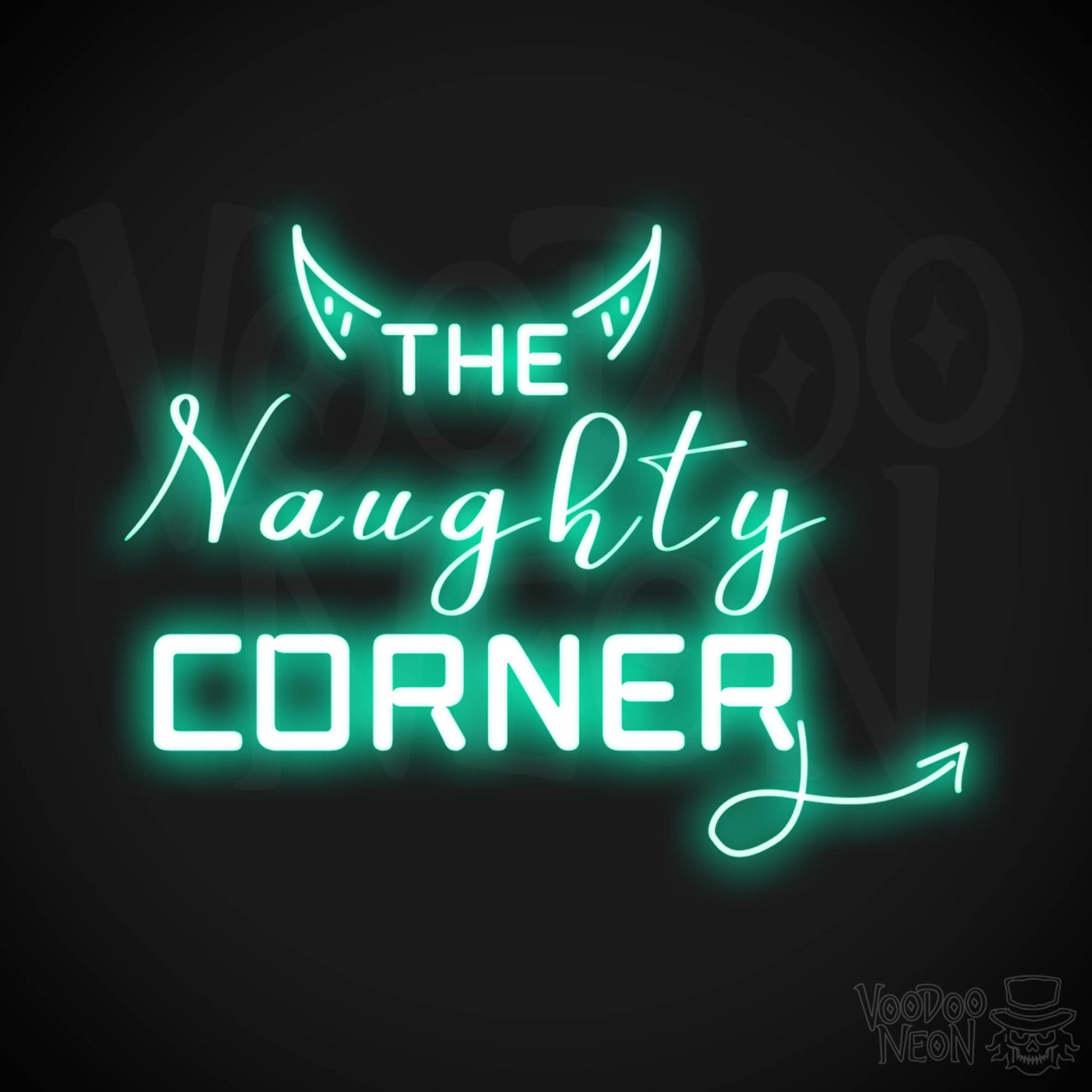 The Naughty Corner Neon Sign - Neon Naughty Corner Sign - LED Artwork - Color Light Green