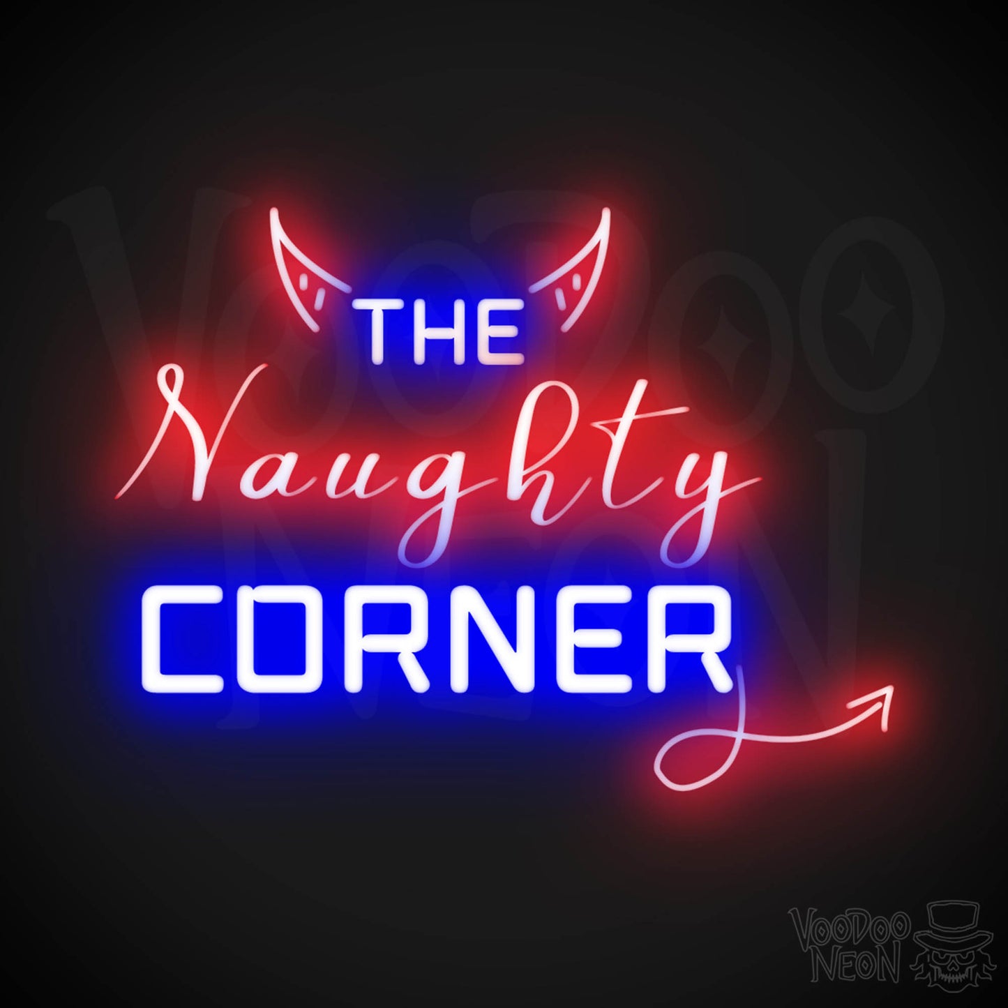 The Naughty Corner Neon Sign - Neon Naughty Corner Sign - LED Artwork - Color Multi-Color