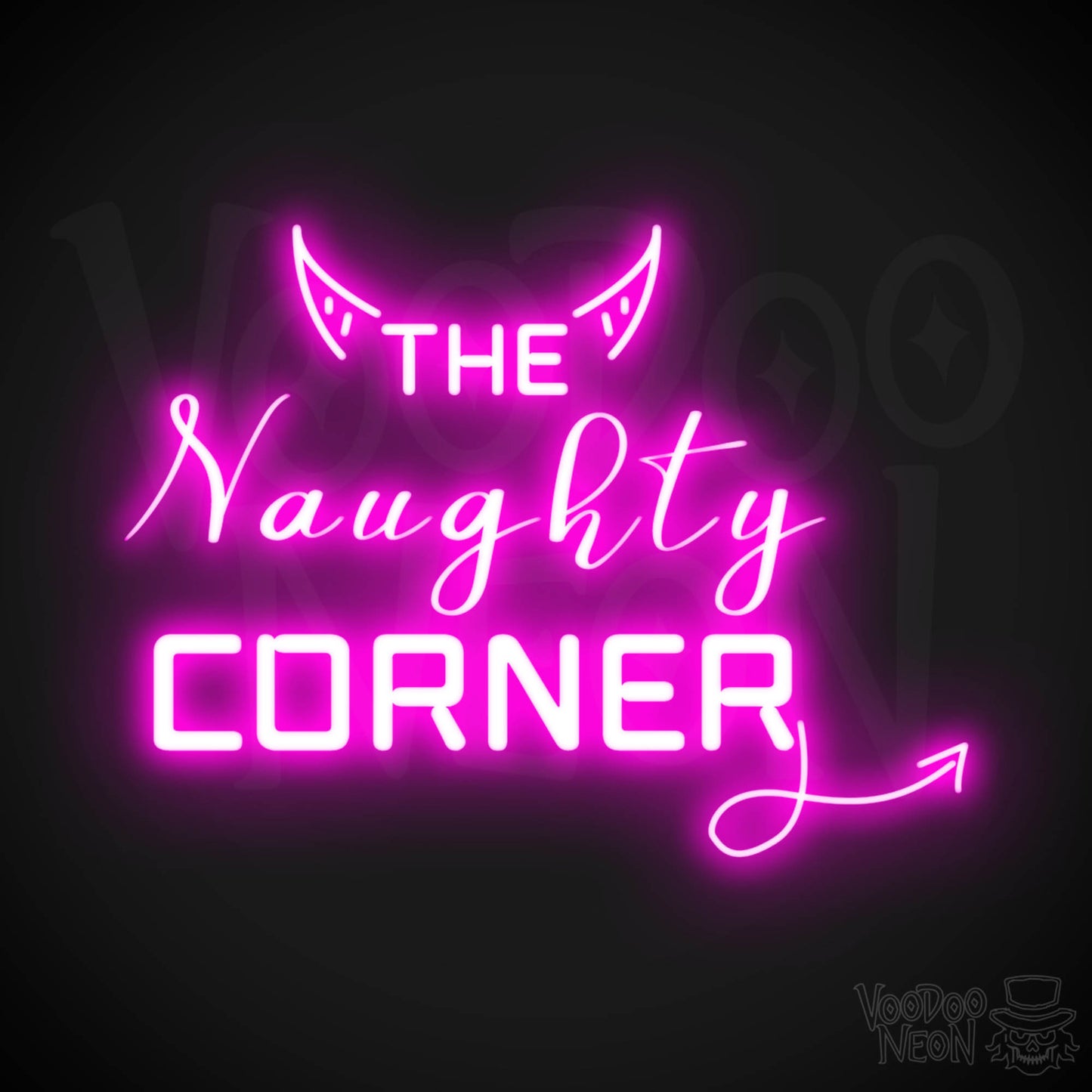 The Naughty Corner Neon Sign - Neon Naughty Corner Sign - LED Artwork - Color Pink