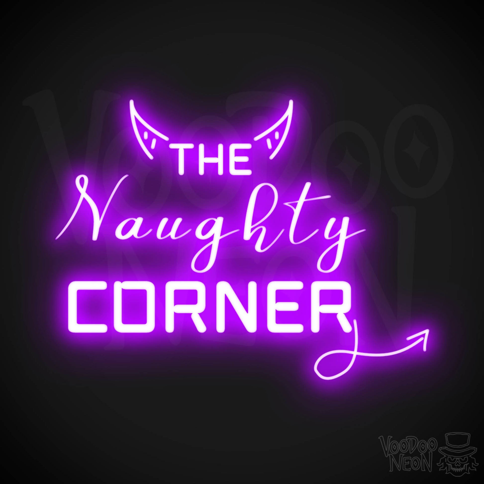 The Naughty Corner Neon Sign - Neon Naughty Corner Sign - LED Artwork - Color Purple