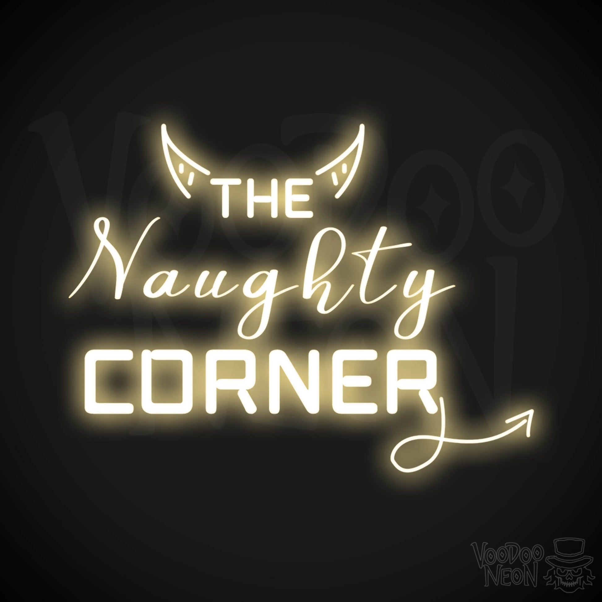 The Naughty Corner Neon Sign - Neon Naughty Corner Sign - LED Artwork - Color Warm White