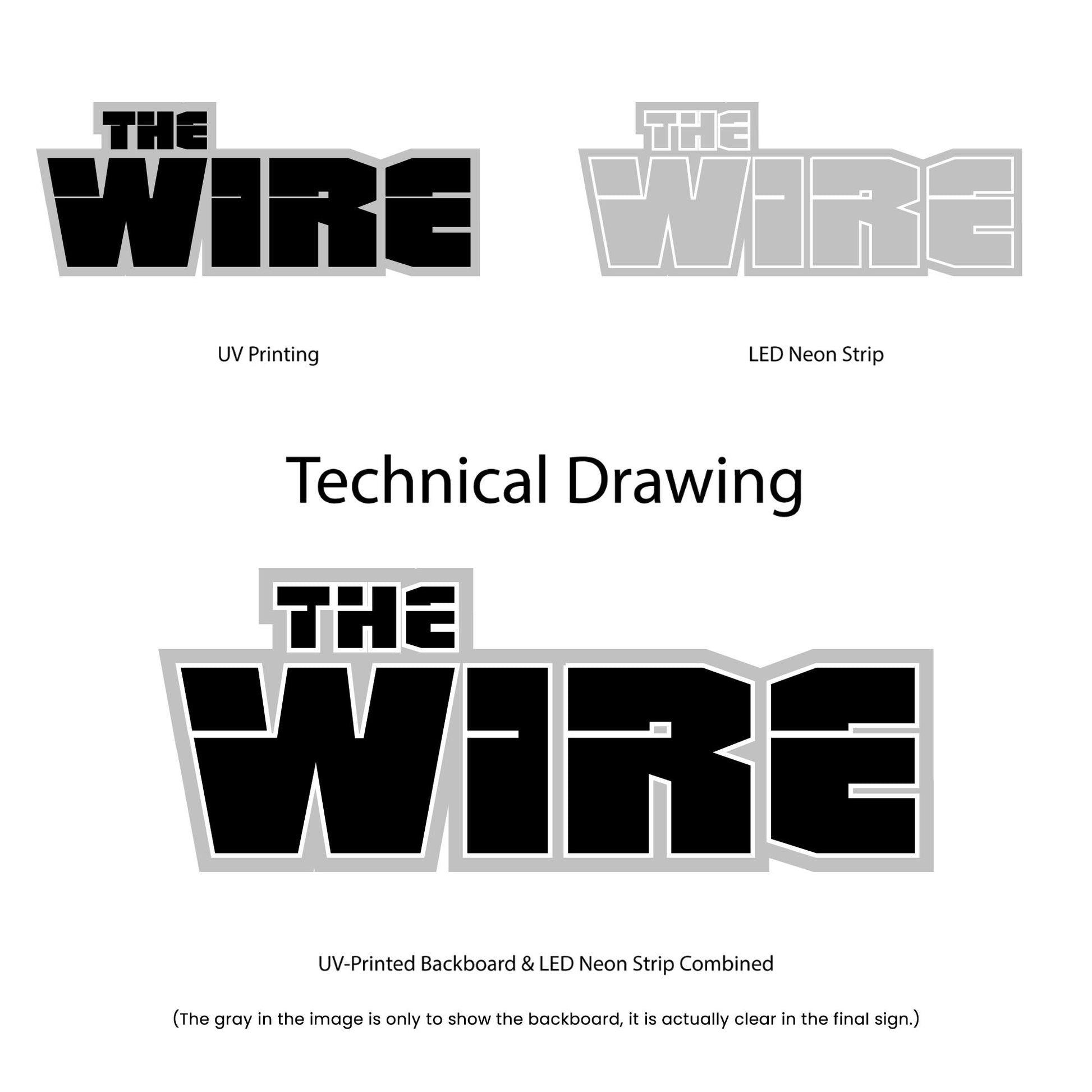 The Wire Neon Sign - Multi-Color - Technical Drawing