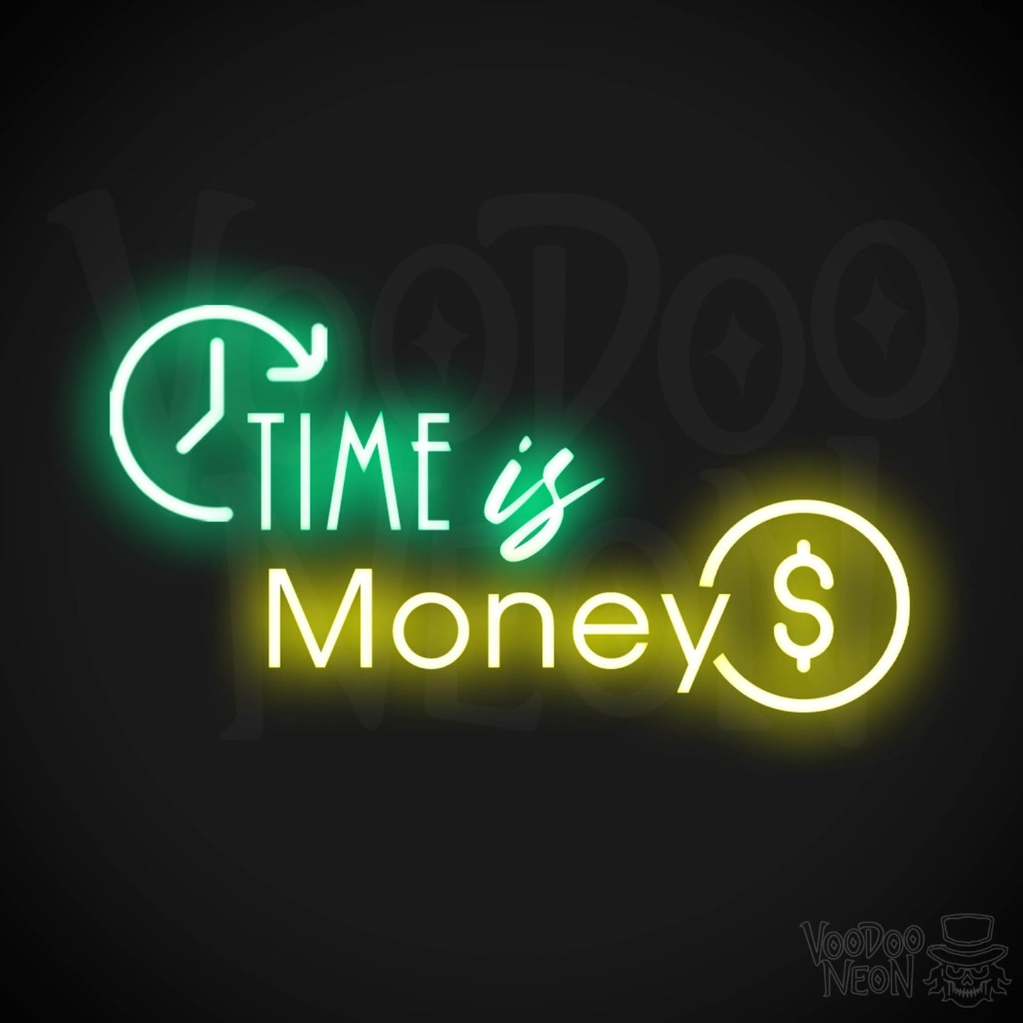 Time Is Money Neon Sign - Time Is Money Light Up Sign - LED Sign - Color Multi-Color