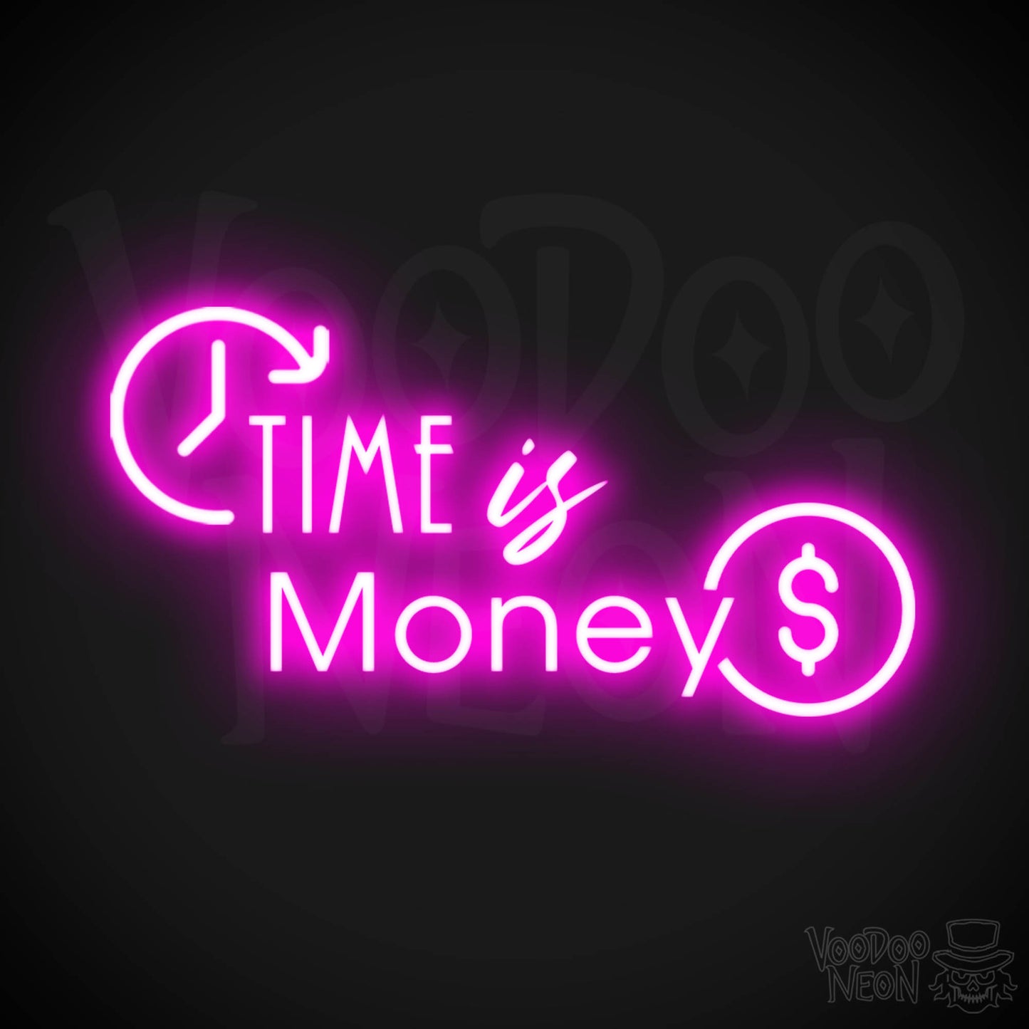 Time Is Money Neon Sign - Time Is Money Light Up Sign - LED Sign - Color Pink