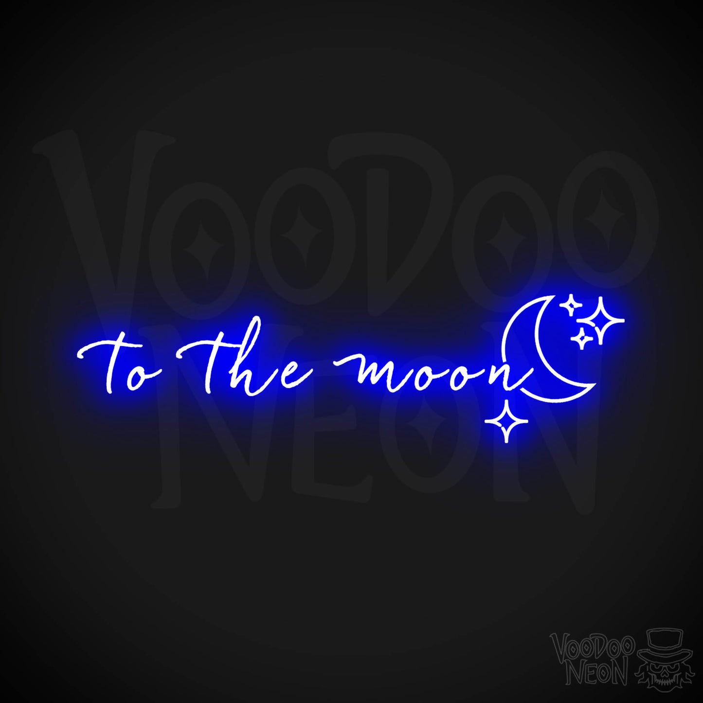 To The Moon Neon Sign - Neon To The Moon Sign - Wall Art - Color Dark Blue