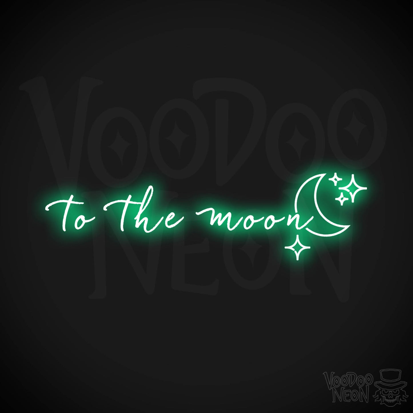 To The Moon Neon Sign - Neon To The Moon Sign - Wall Art - Color Green