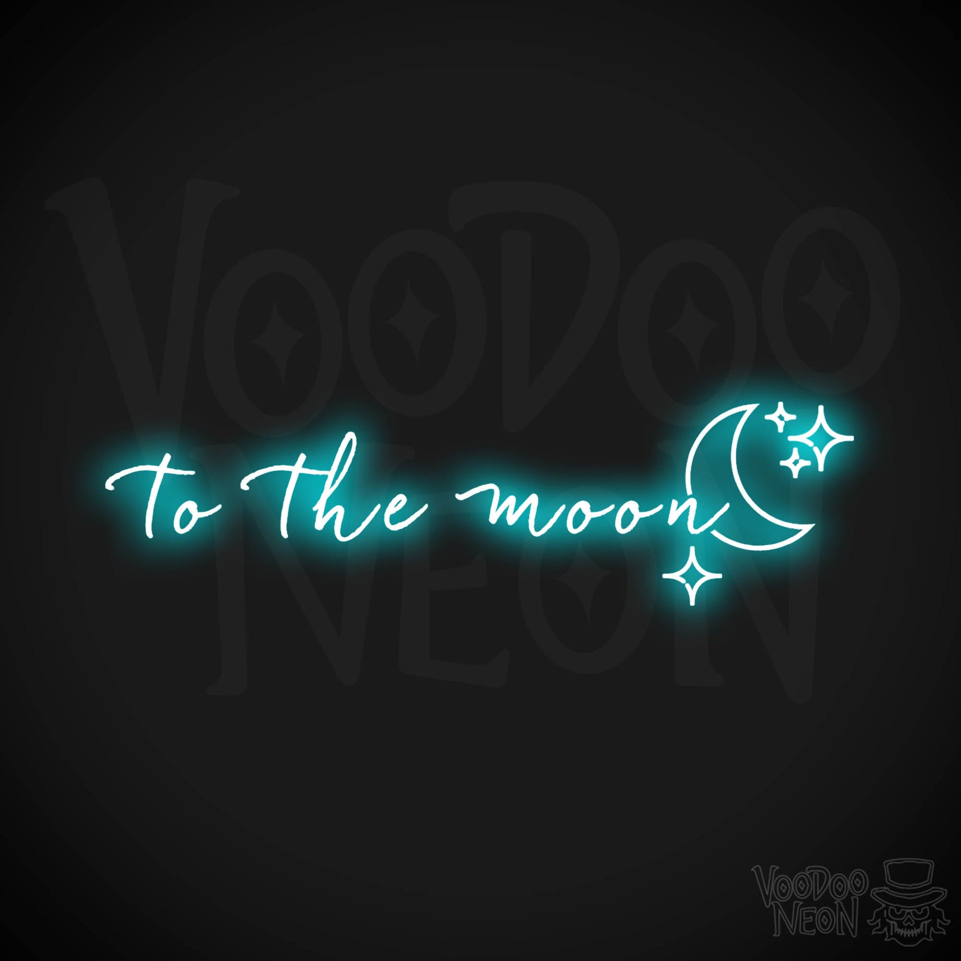 To The Moon Neon Sign - Neon To The Moon Sign - Wall Art - Color Ice Blue