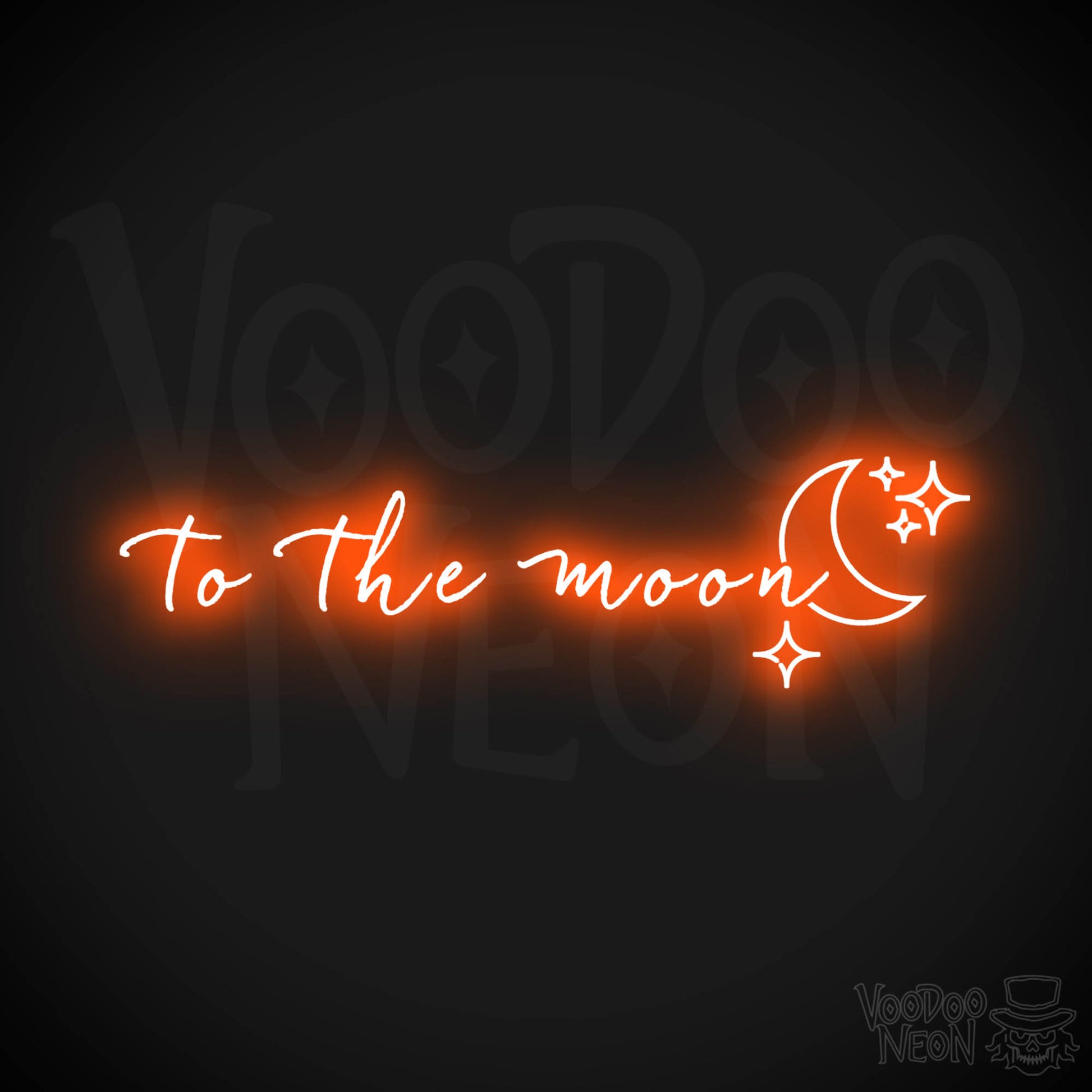 To The Moon Neon Sign - Neon To The Moon Sign - Wall Art - Color Orange