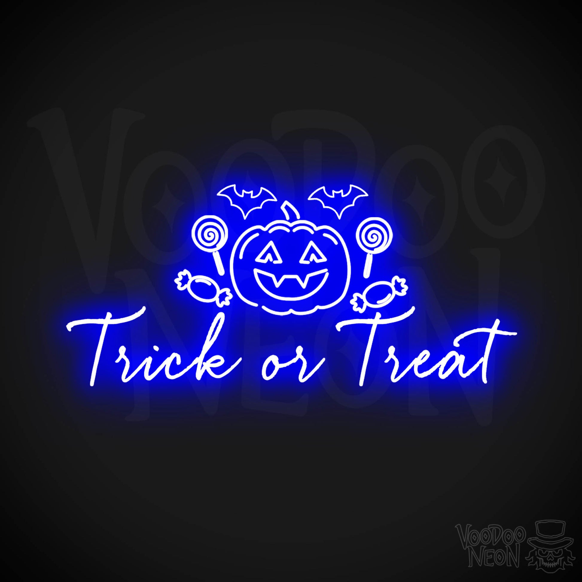 Trick Or Treat Neon Sign - Neon Trick or Treat Sign - LED Wall Art - Color Dark Blue