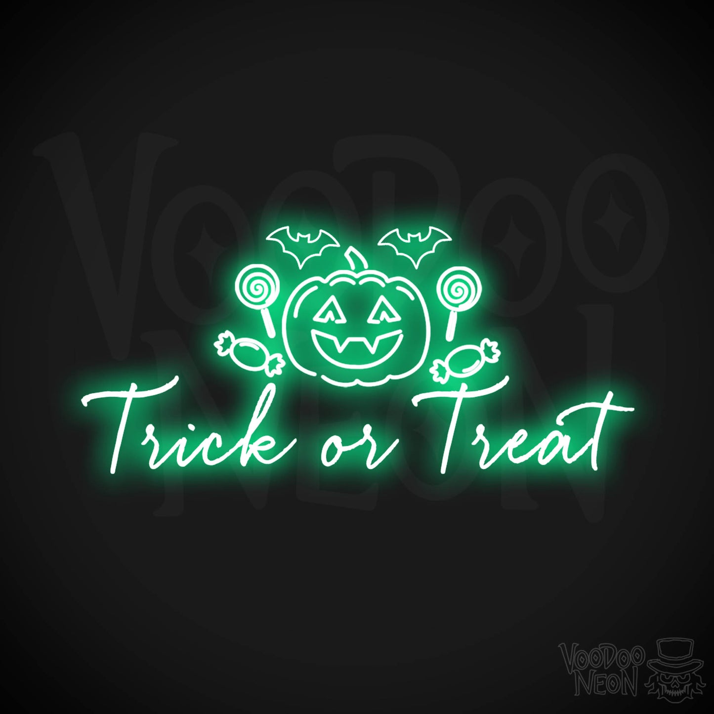 Trick Or Treat Neon Sign - Neon Trick or Treat Sign - LED Wall Art - Color Green
