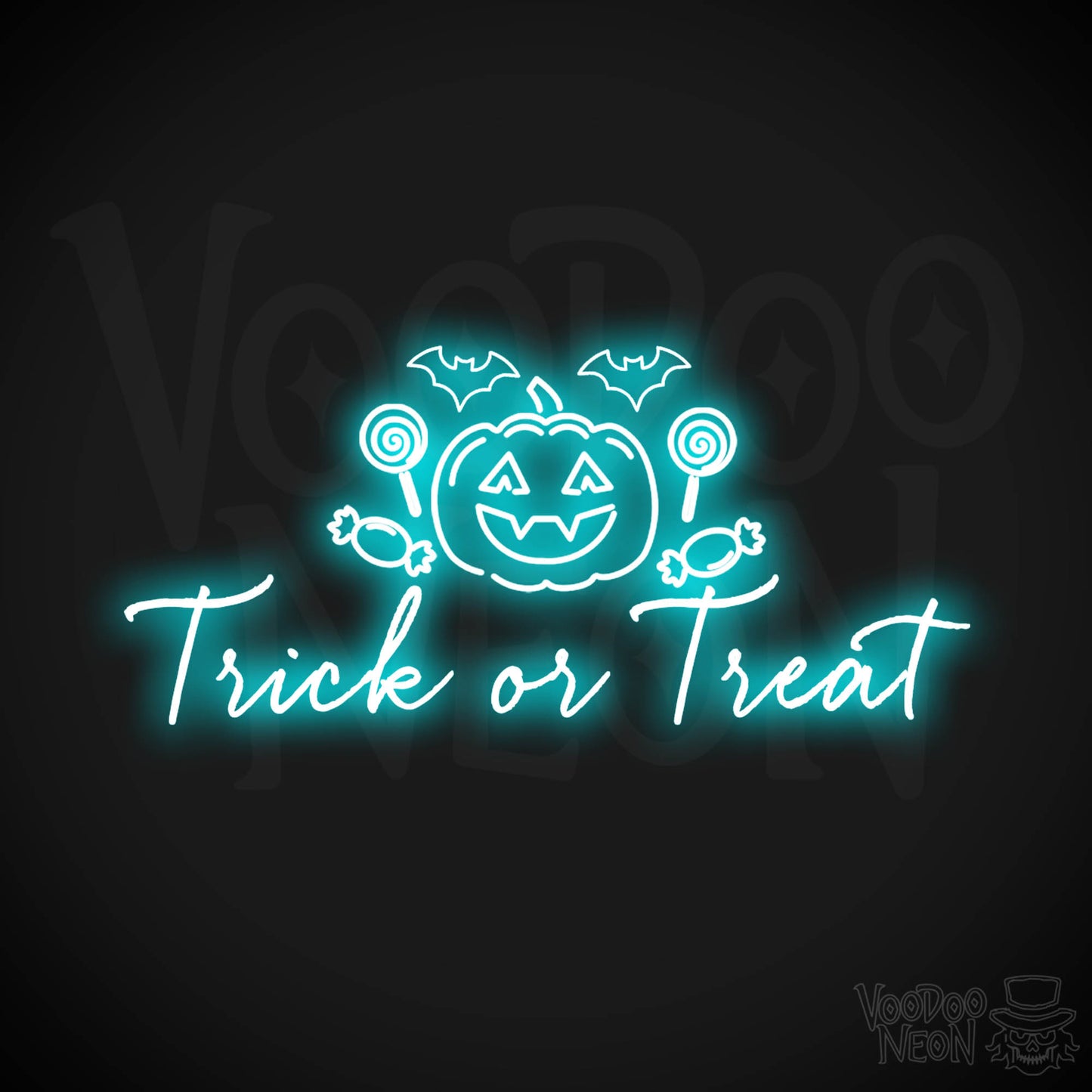 Trick Or Treat Neon Sign - Neon Trick or Treat Sign - LED Wall Art - Color Ice Blue